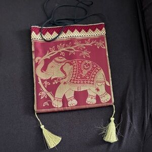 Red Elephant Embroidered Pouch